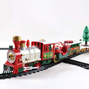 Tren de Navidad con locomotora a pilas y 3 vagones, con circuito
